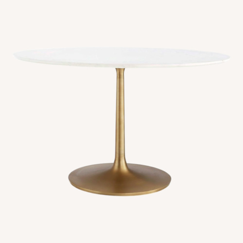 Used Crate & Barrel White Marble Dining Table for sale on AptDeco