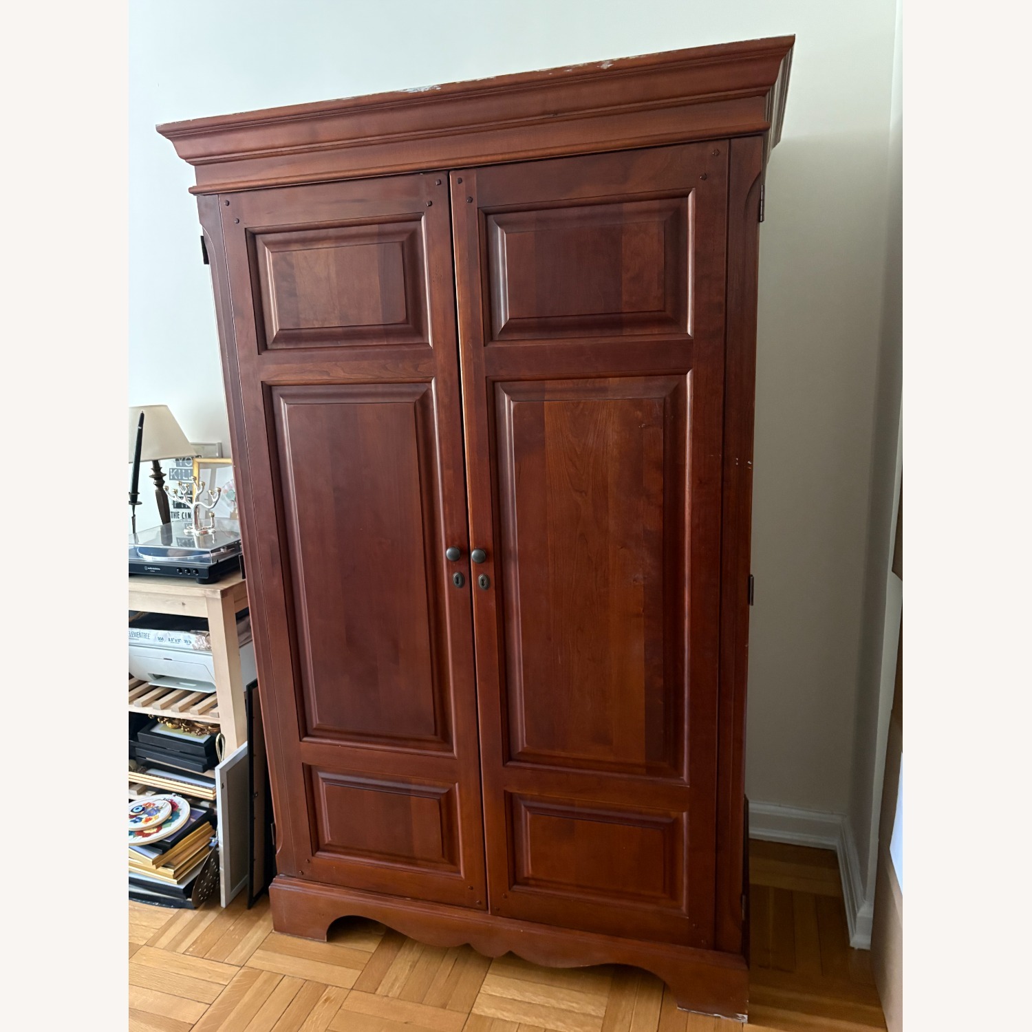 Dark Brown Wood Media Storage - image-6