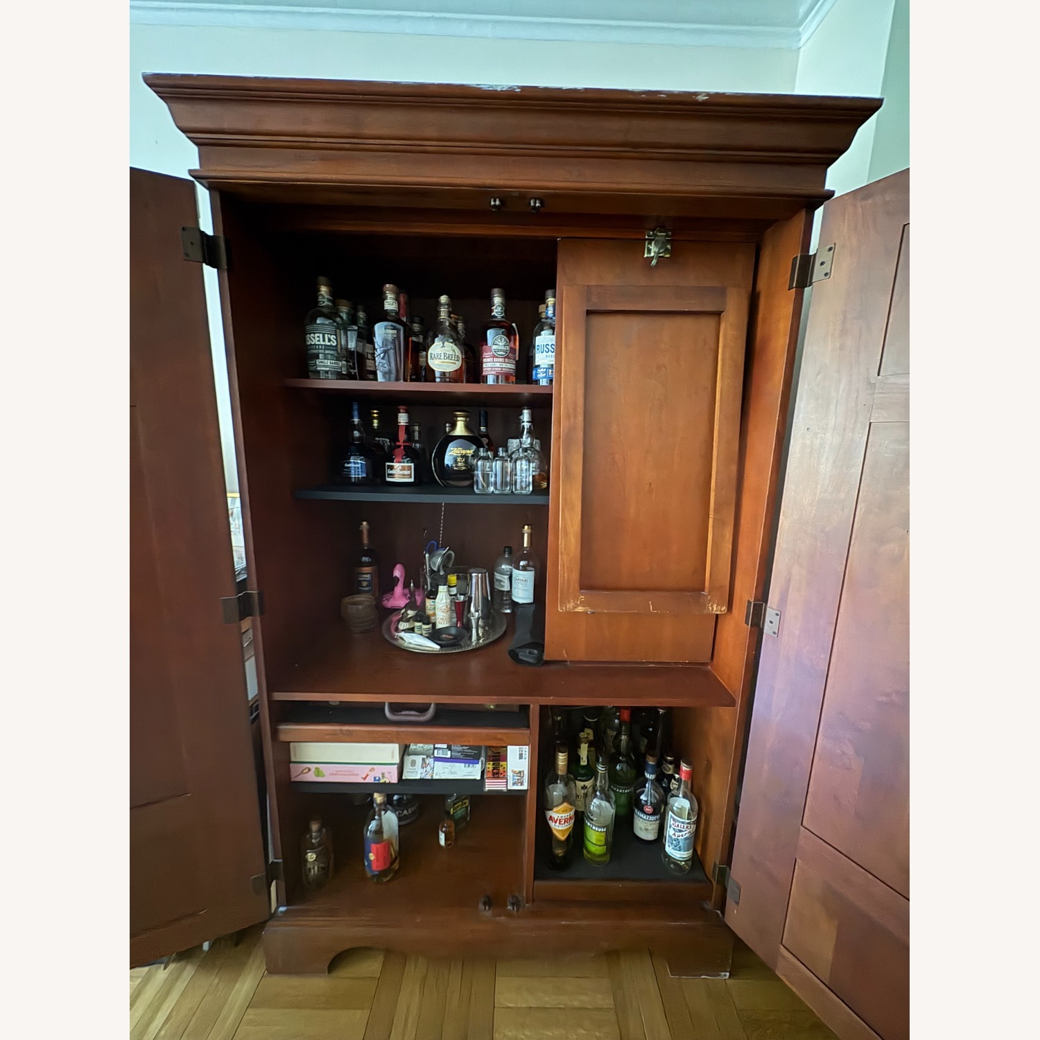 Dark Brown Wood Media Storage - image-3