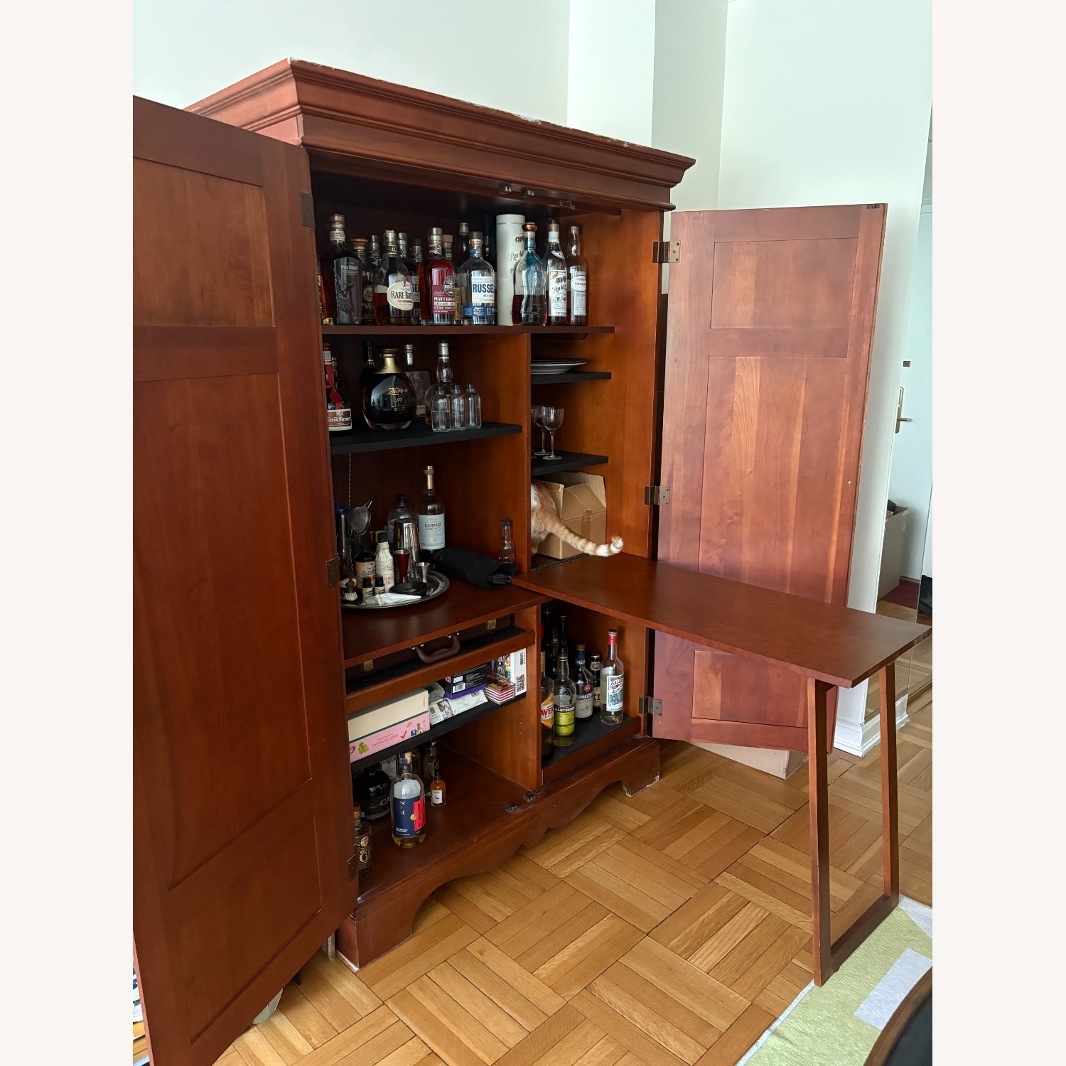 Dark Brown Wood Media Storage - image-2