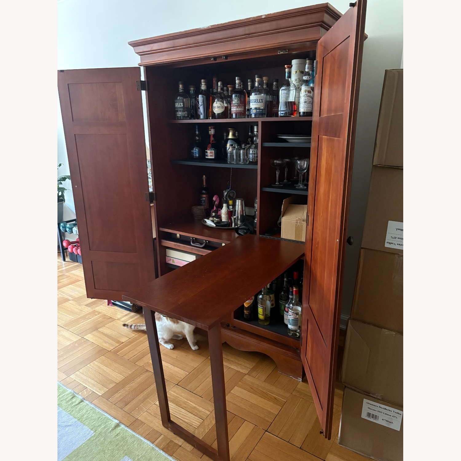 Dark Brown Wood Media Storage - image-1
