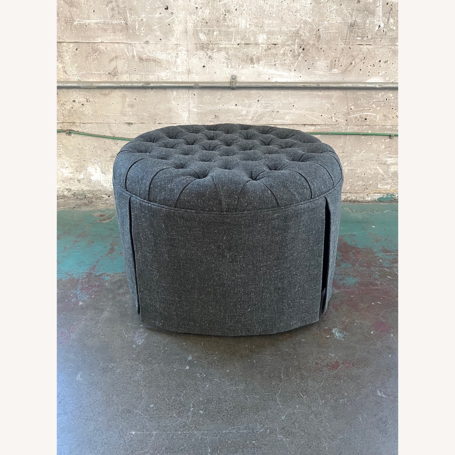 Custom Made Round Diamond Tufted Ottoman - image-3