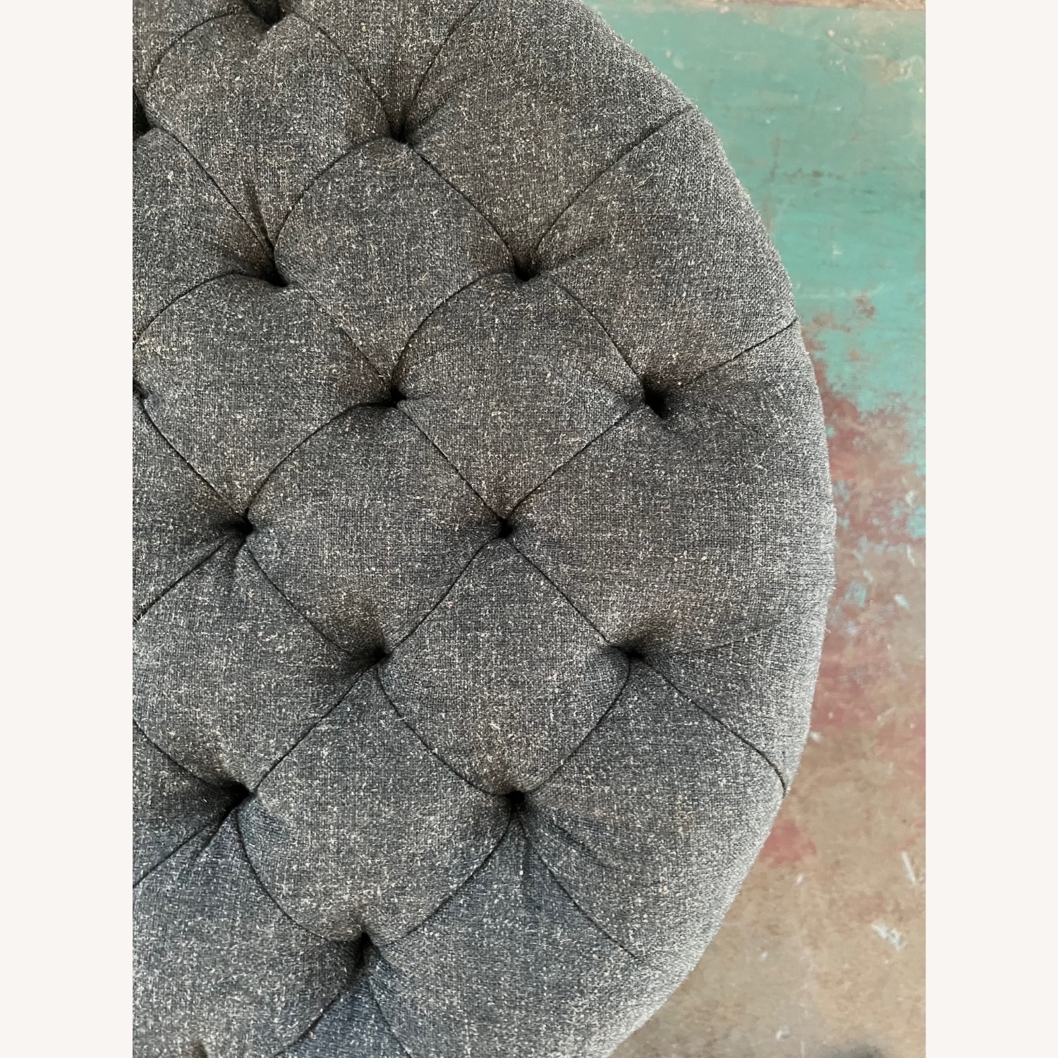 Custom Made Round Diamond Tufted Ottoman - image-2