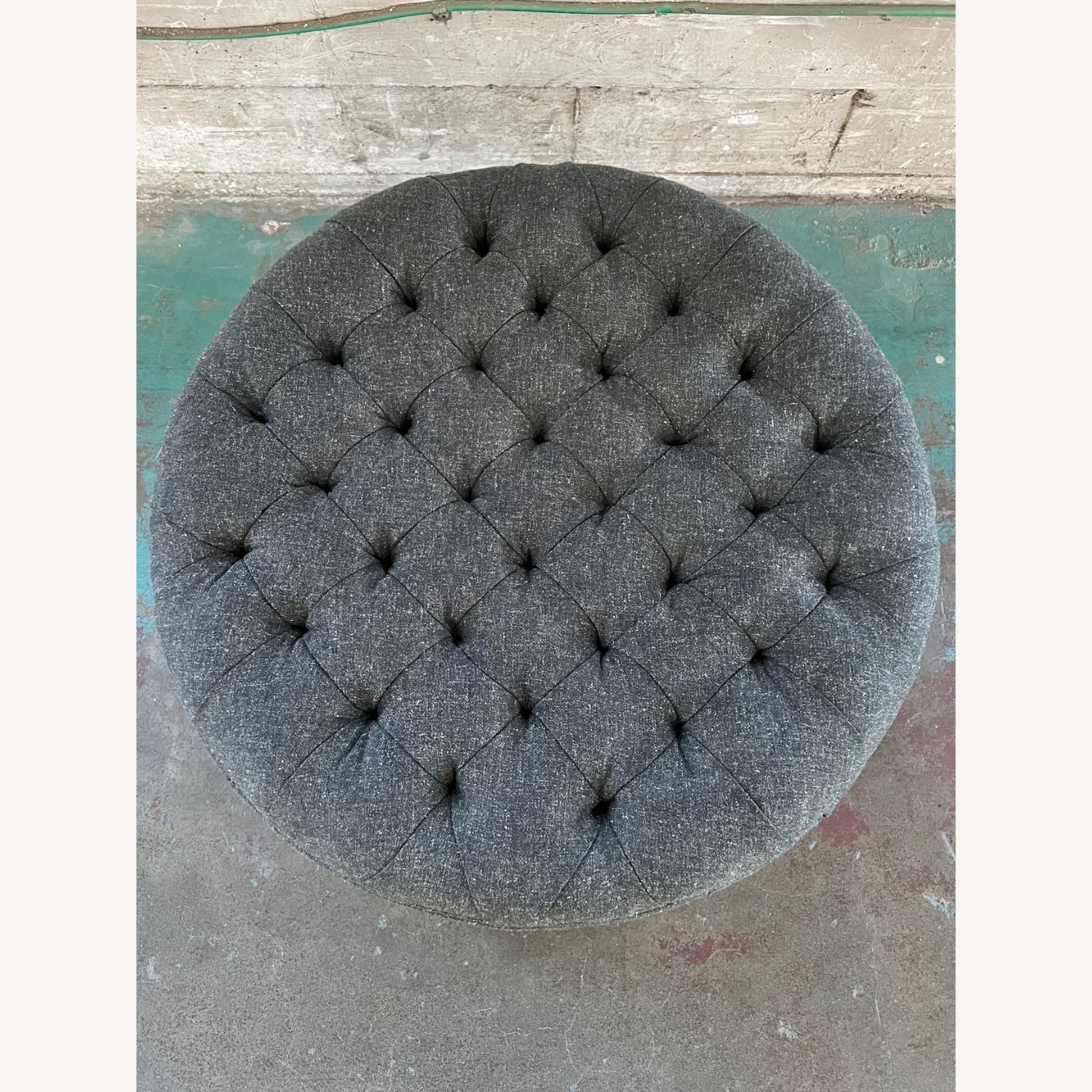 Custom Made Round Diamond Tufted Ottoman - image-5