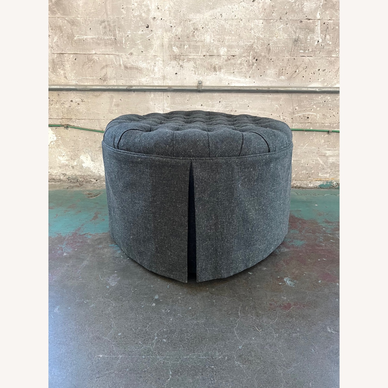 Custom Made Round Diamond Tufted Ottoman - image-4