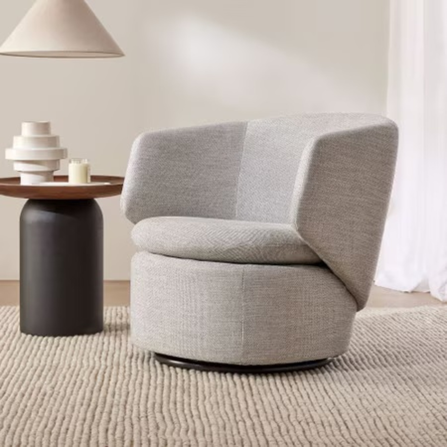 West Elm Light Gray Accent Chairs - image-4