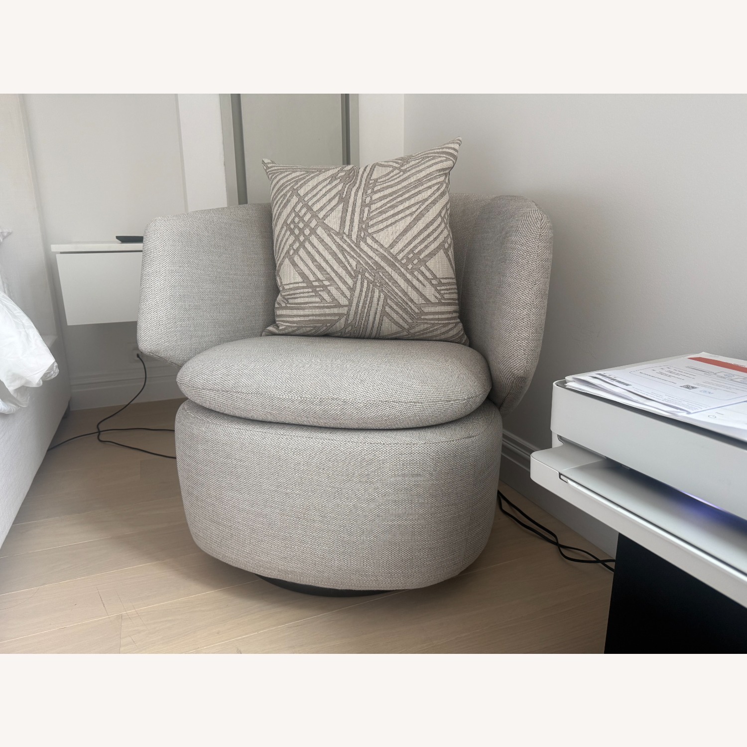 West Elm Light Gray Accent Chairs - image-1