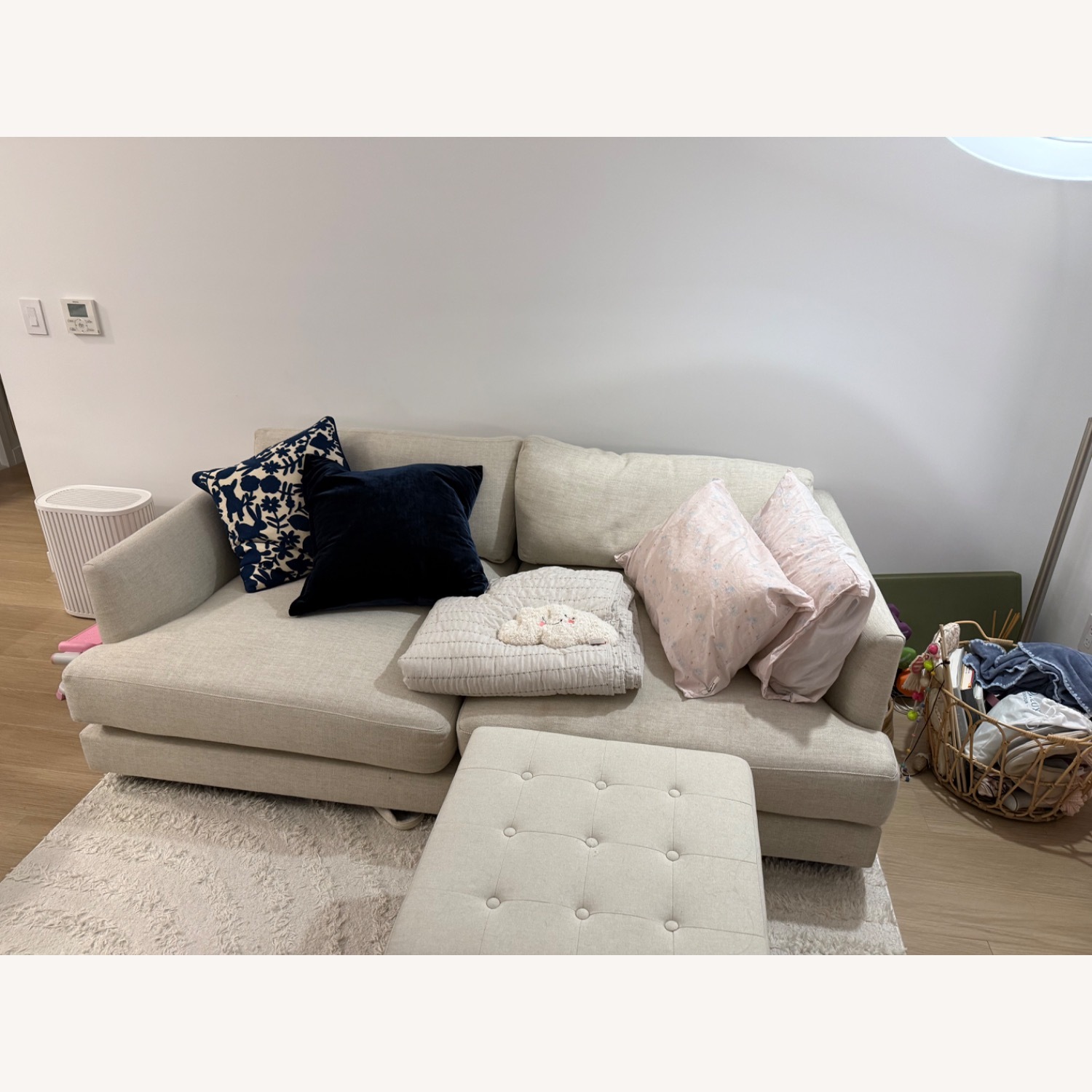 West Elm Haven Natural Fabric 2 Seater Sofa - image-2