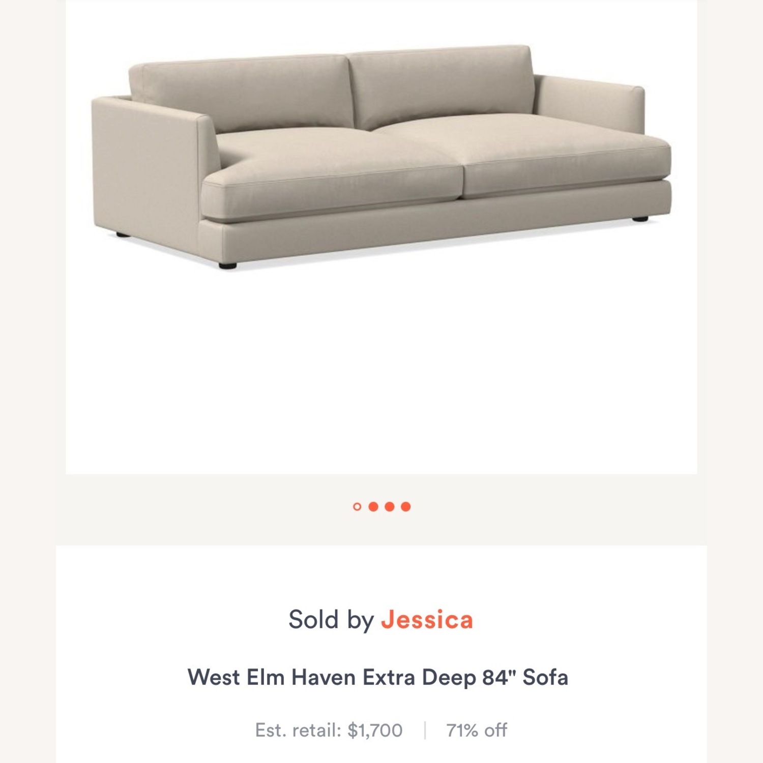 West Elm Haven Natural Fabric 2 Seater Sofa - image-5