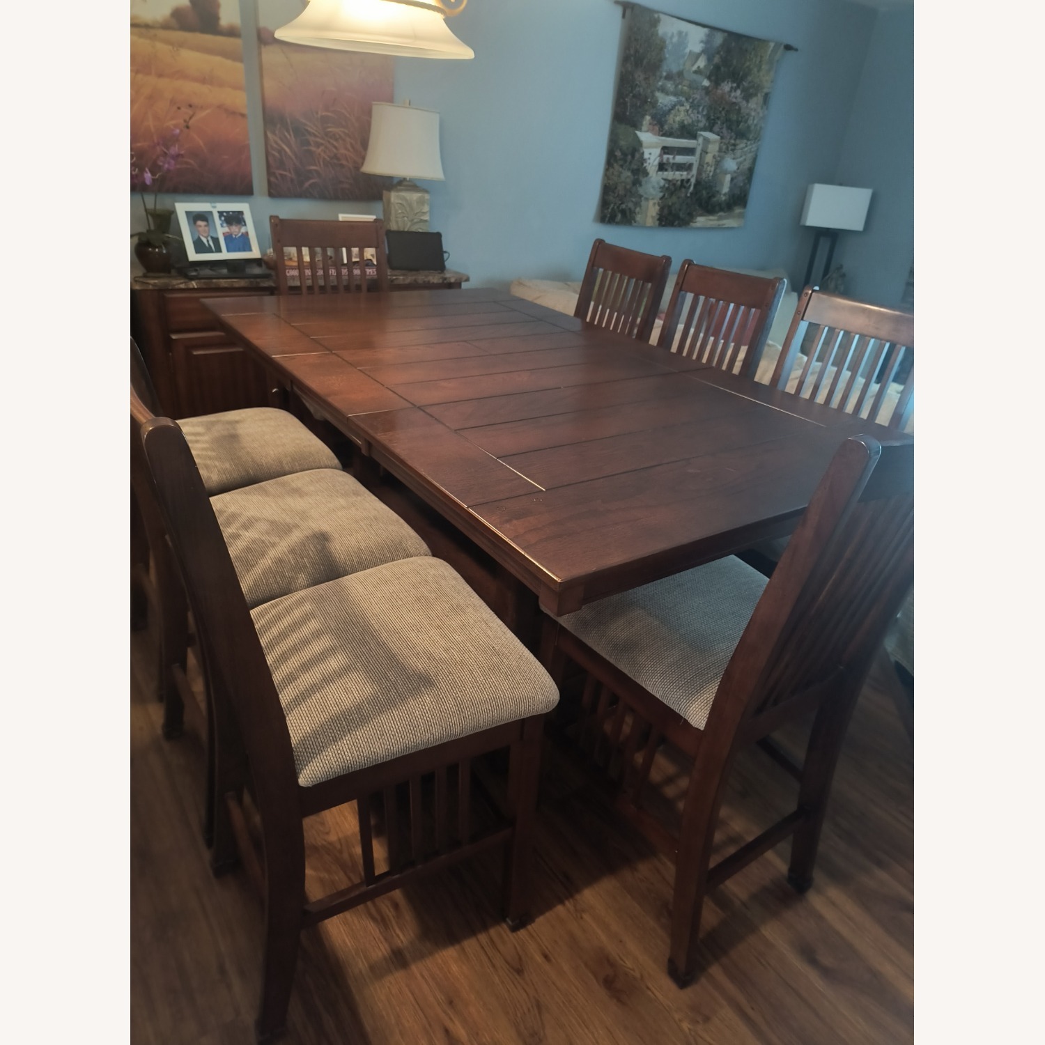 Dark Brown Wood 9 Piece Counter Height Dining Set - image-3