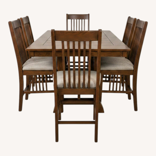 Used Dark Brown Wood 9 Piece Counter Height Dining Set for sale on AptDeco