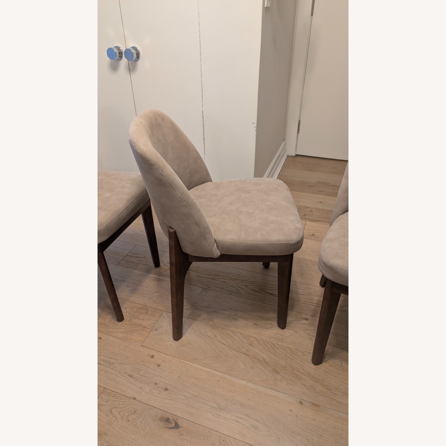 Amazon Taupe Modern Faux Leather Dining Chair - image-3