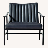 CB2 Blair Black Leather Accent Chairs