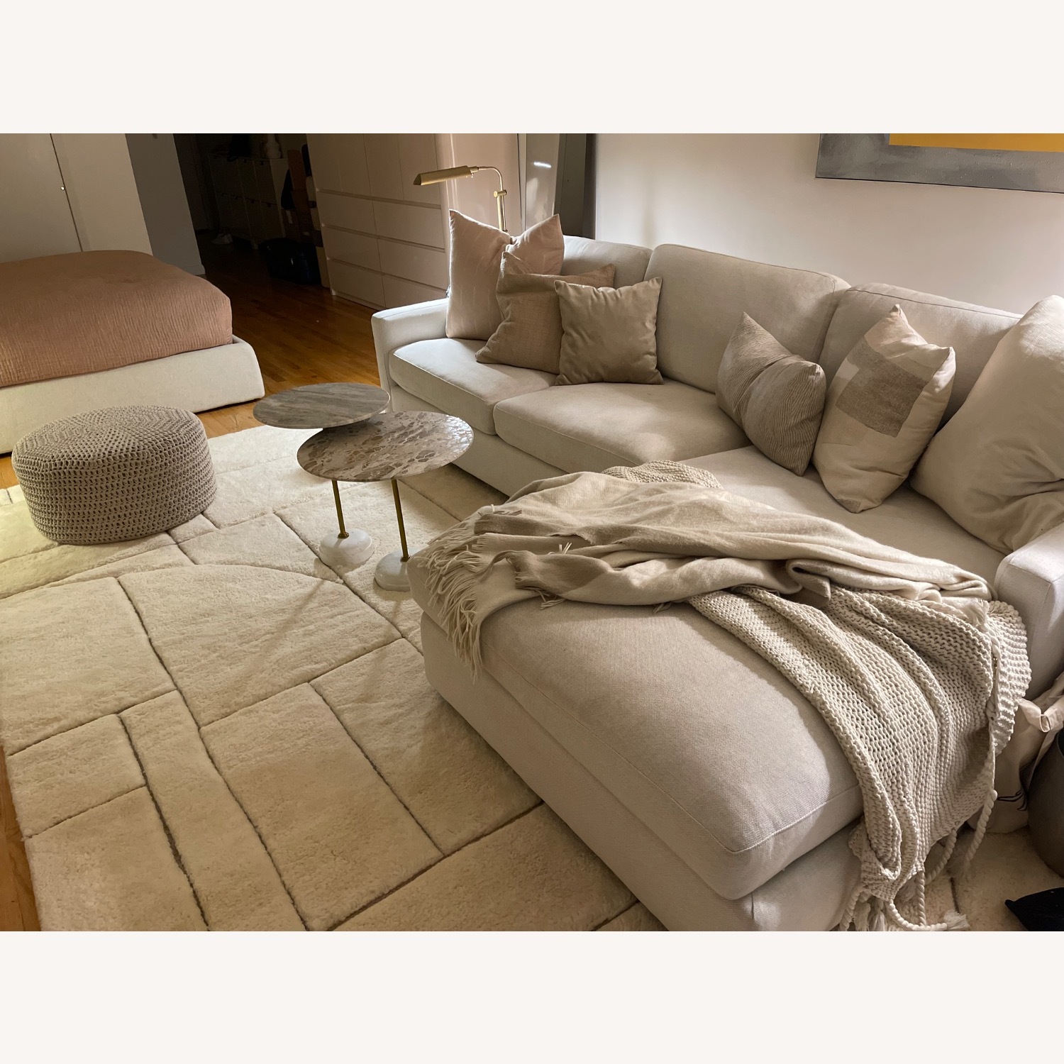 Room & Board White Fabric 2 Piece Sectional - image-5