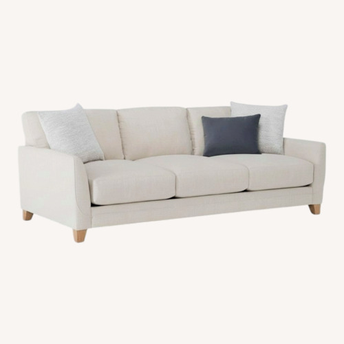 Used Living Spaces Soma Foam Light Brown Fabric 3+ Seater Sofa for sale on AptDeco