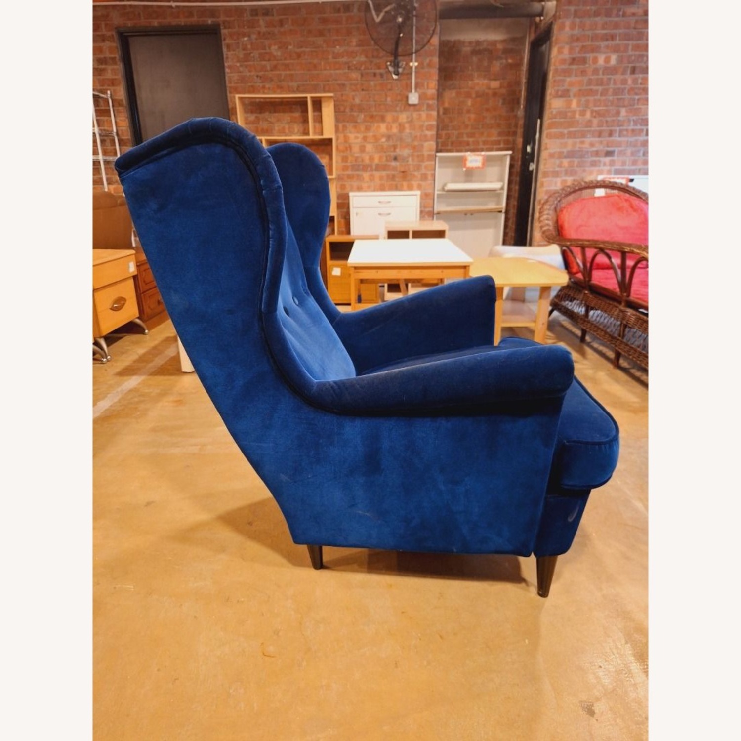 IKEA Blue Velvet Accent Chair - image-2