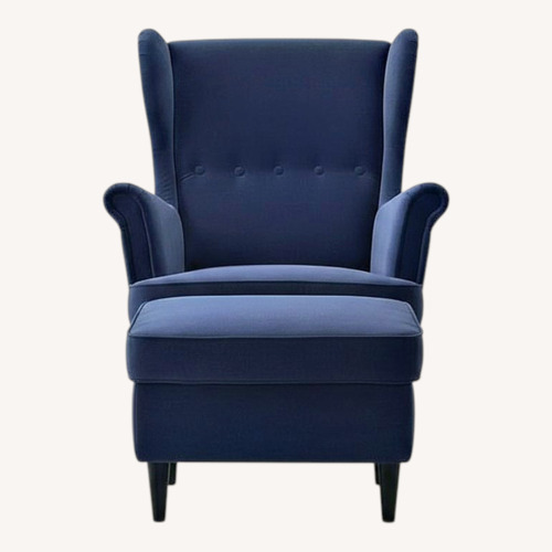 Used IKEA Blue Velvet Accent Chair for sale on AptDeco