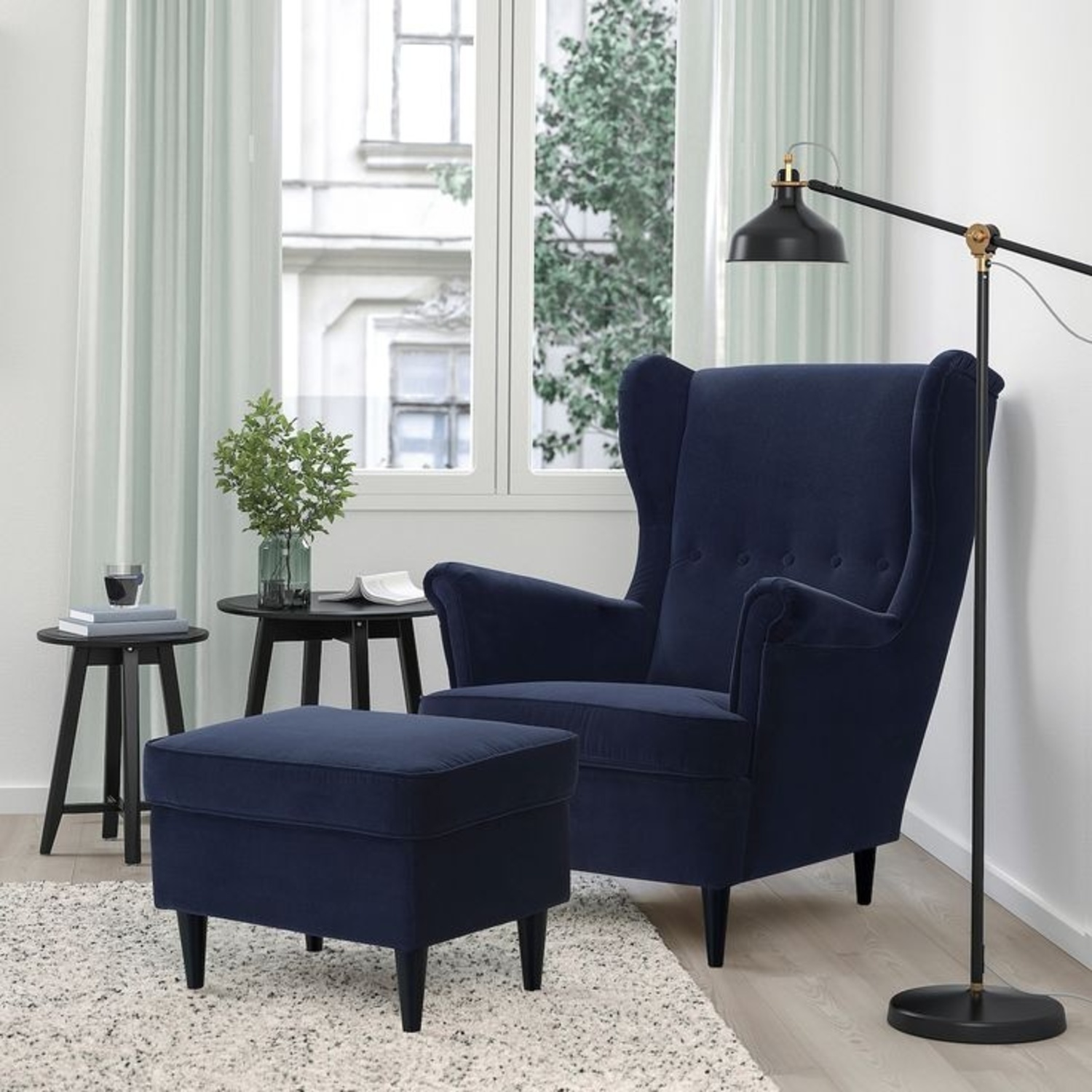 IKEA Blue Velvet Accent Chair - image-4