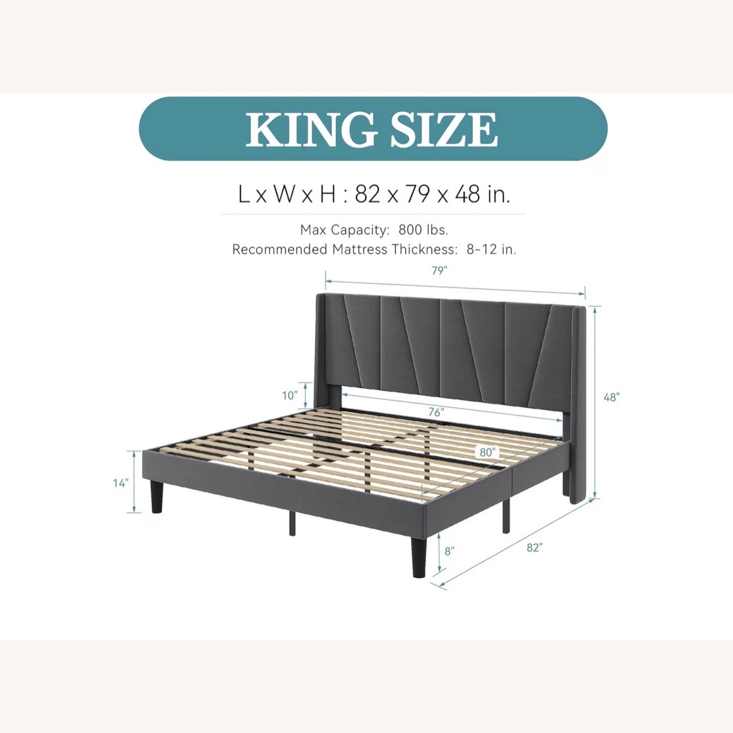 Vintage/Antique Light Gray King Bed - image-2