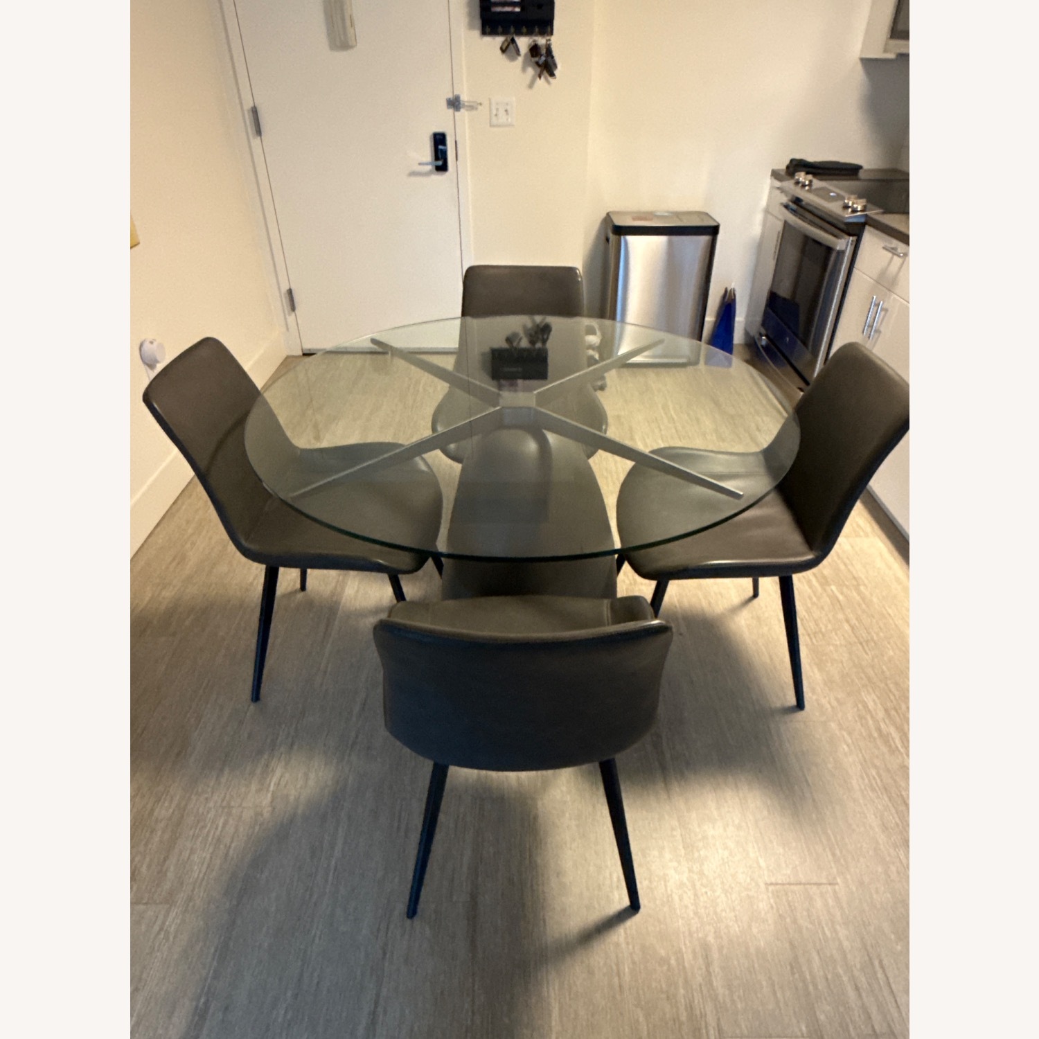 CB2 Light Gray Glass Dining Sets - image-1