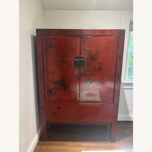 Used Chinese Red Lacquer Wedding Cabinet / Armoire for sale on AptDeco