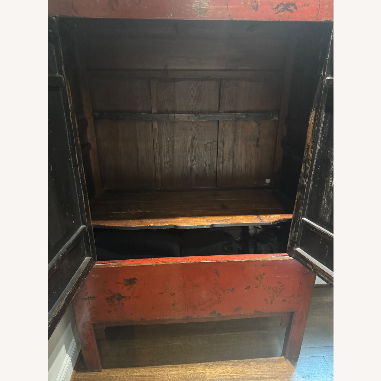 Chinese Red Lacquer Wedding Cabinet / Armoire - image-2
