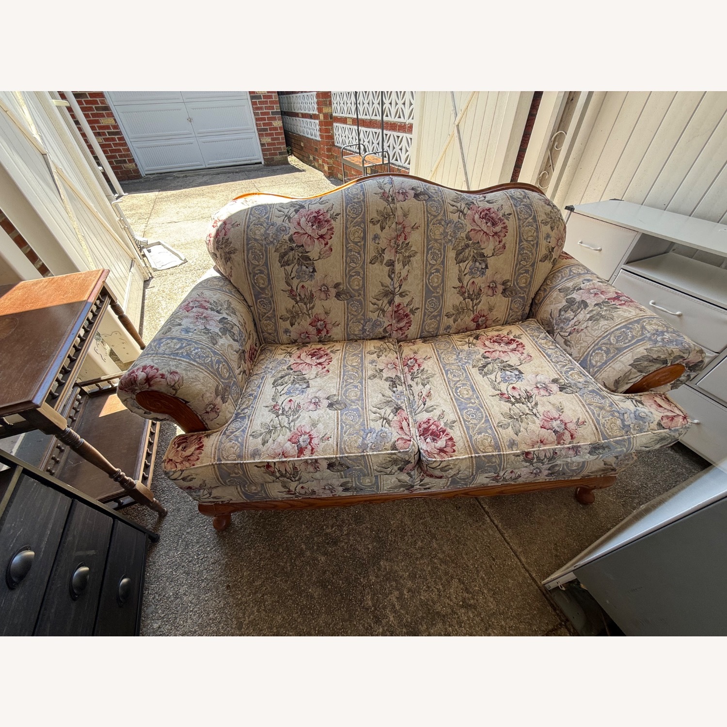 Vintage/Antique Fabric Loveseat - image-2