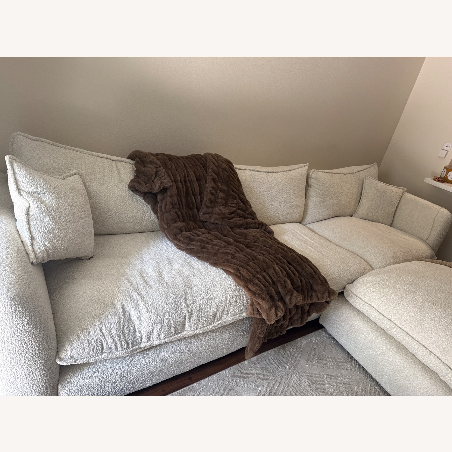 Living Spaces Natural Boucle 3+ Seater Sofa - image-3