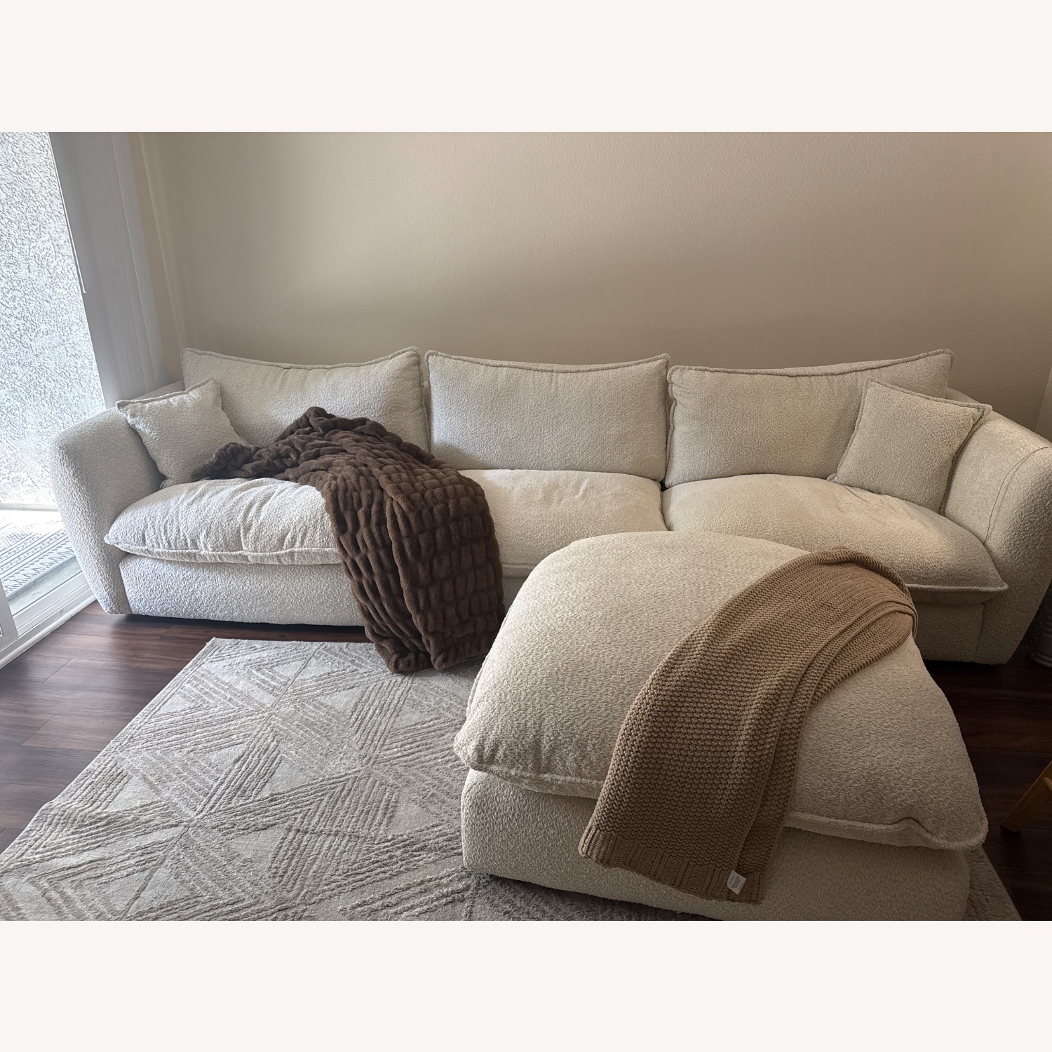 Living Spaces Natural Boucle 3+ Seater Sofa - image-2