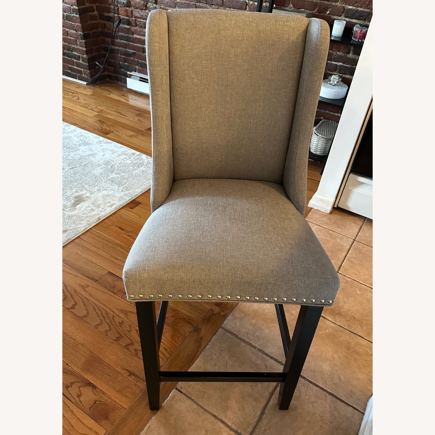 Light Gray Upholstered Stools - image-7
