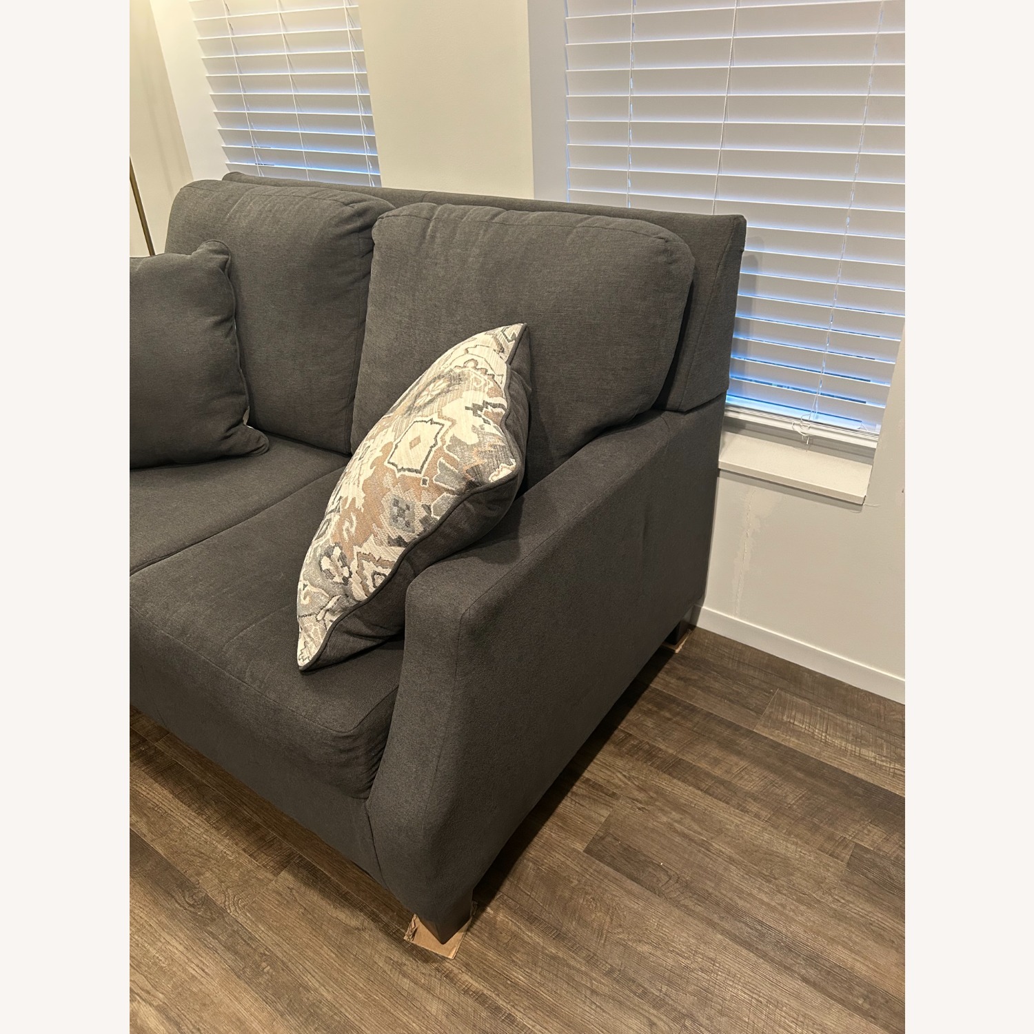Dark Gray Fabric Loveseat - image-3