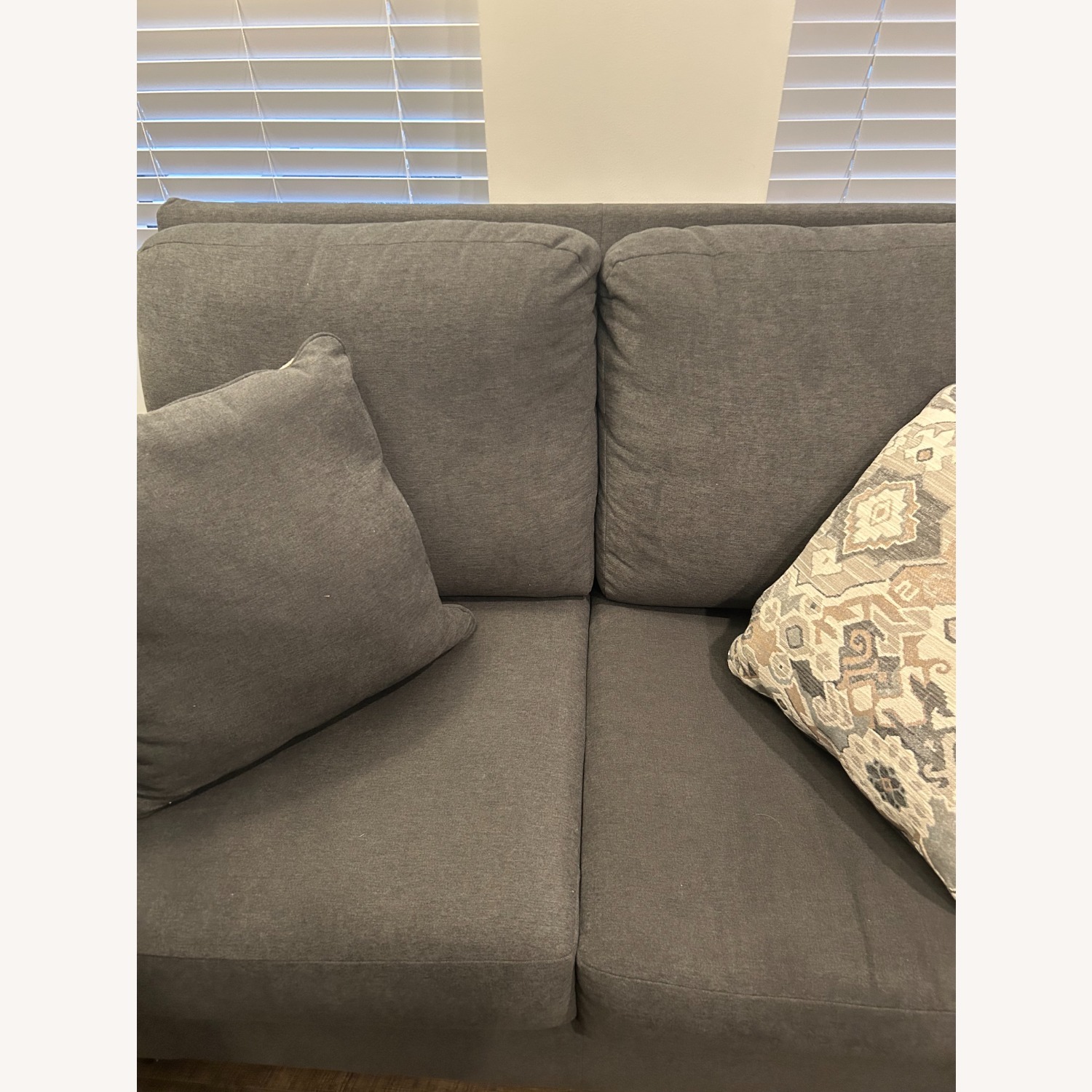 Dark Gray Fabric Loveseat - image-4