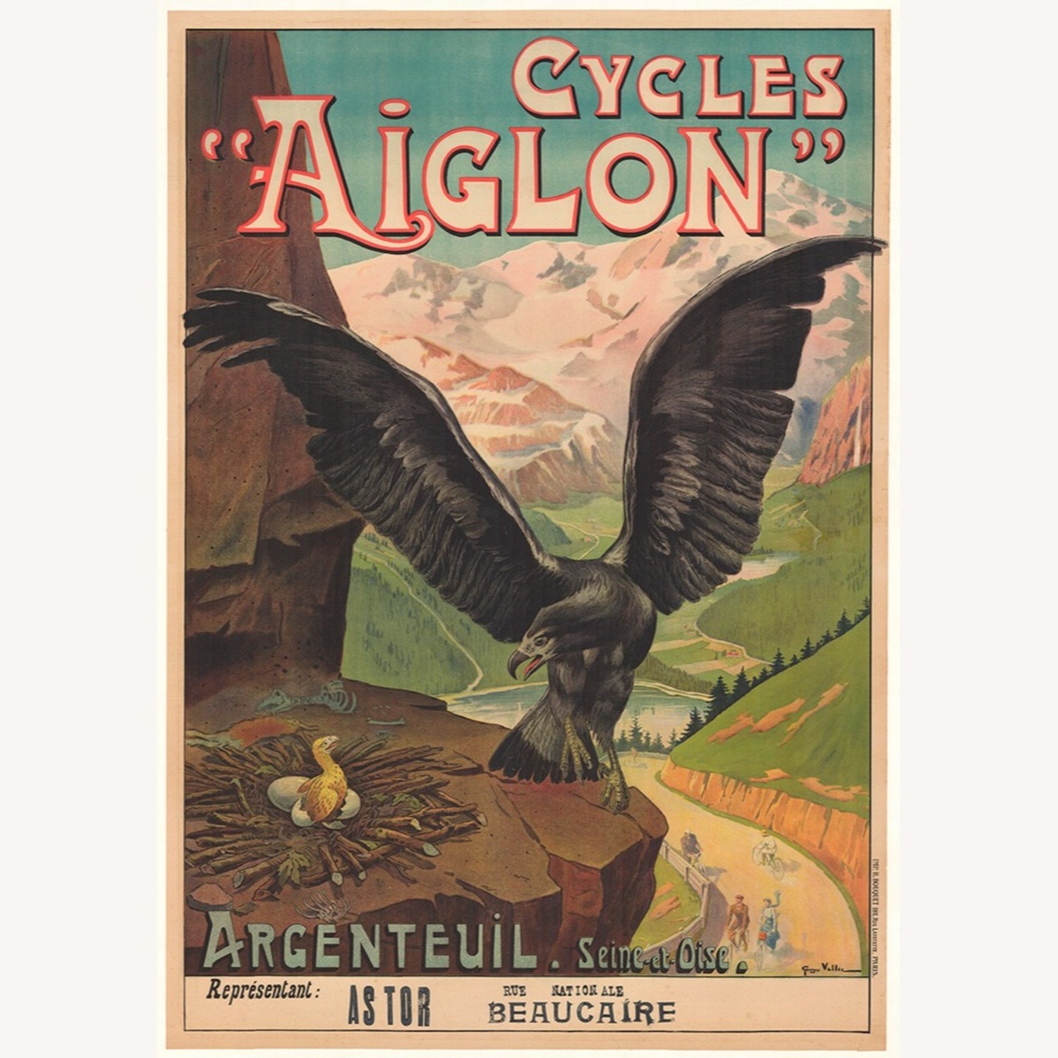 Cycles Aiglon Vintage French Poster - c. 1901 - image-2