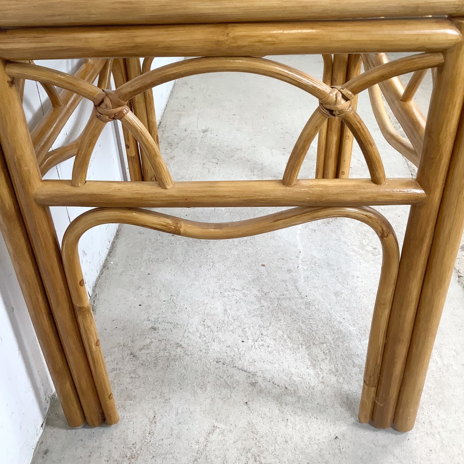 Vintage Rattan & Glass Side Table End Table - image-8