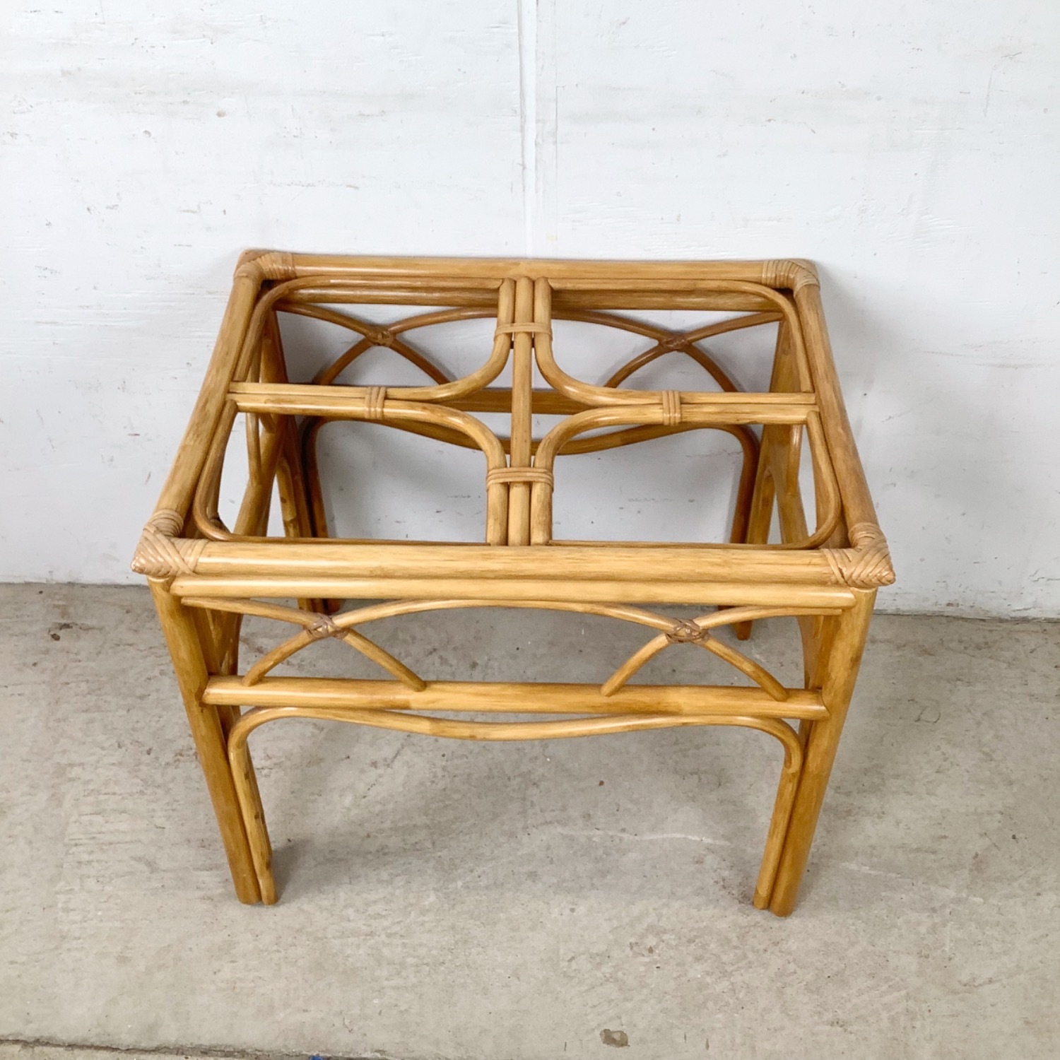 Vintage Rattan & Glass Side Table End Table - image-9