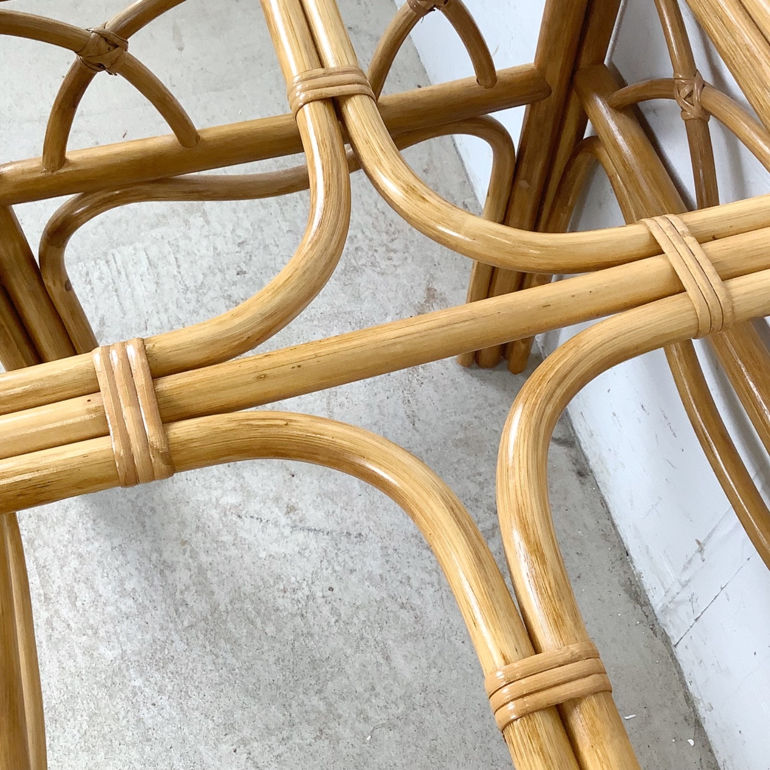 Vintage Rattan & Glass Side Table End Table - image-12