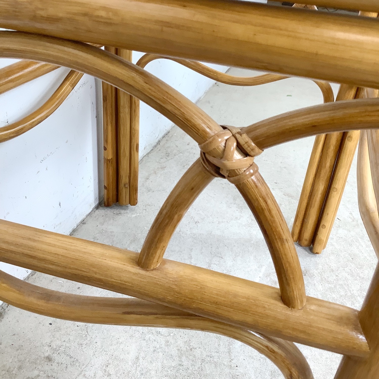Vintage Rattan & Glass Side Table End Table - image-17