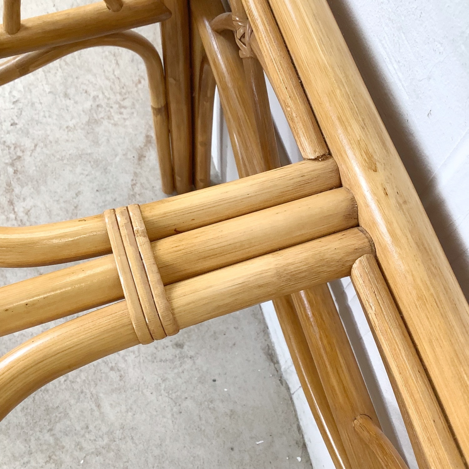 Vintage Rattan & Glass Side Table End Table - image-11