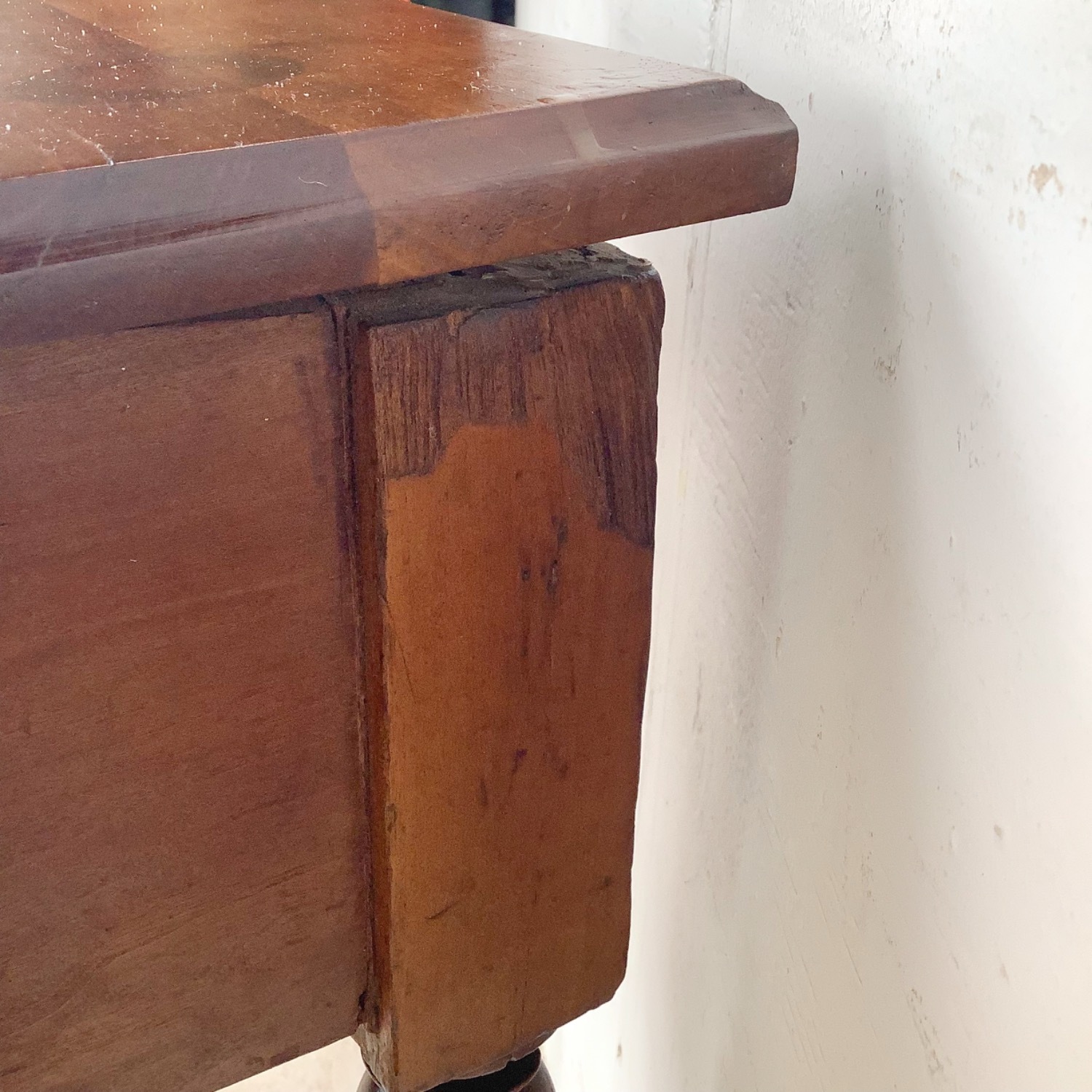Antique French Country Walnut Side Table - image-11
