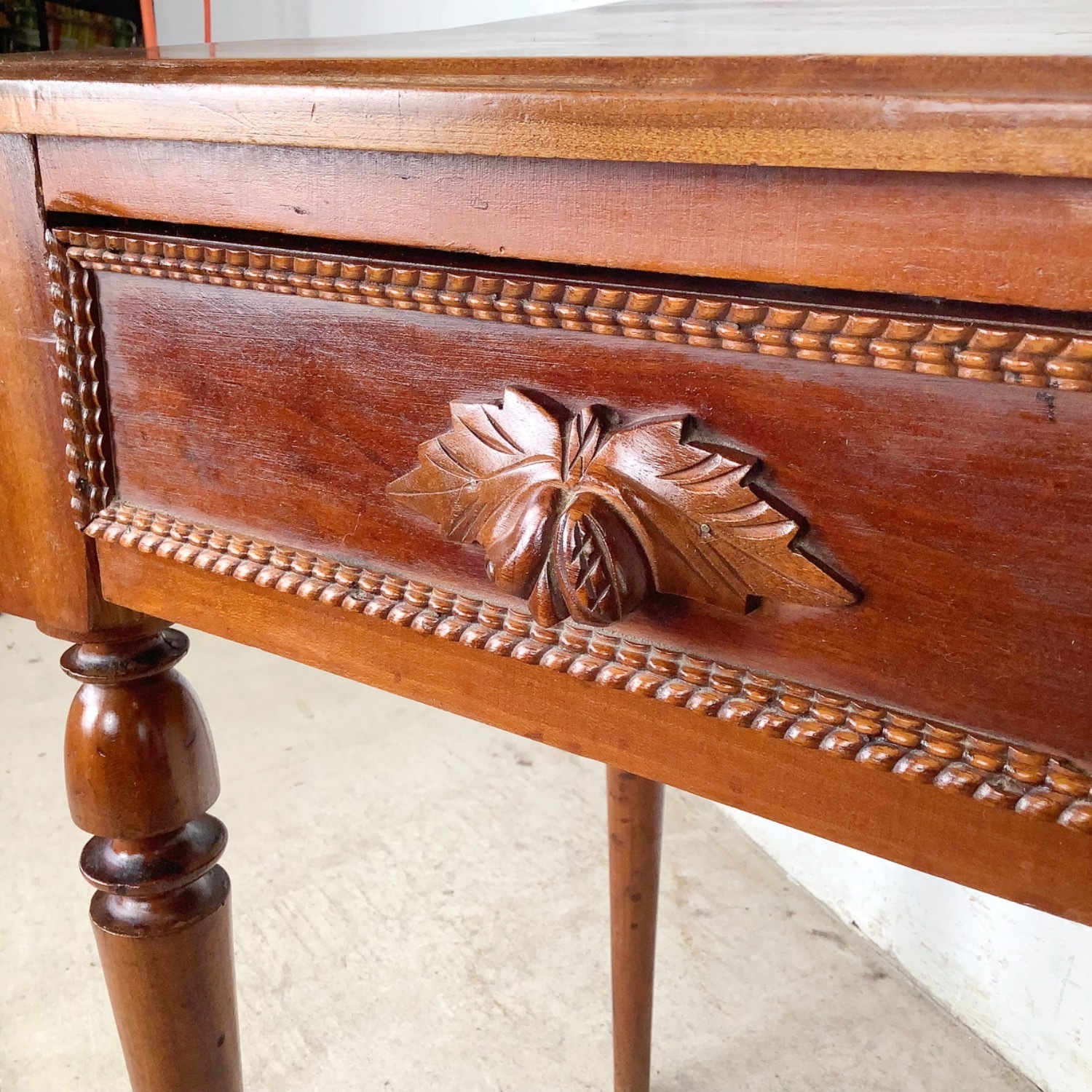 Antique French Country Walnut Side Table - image-9