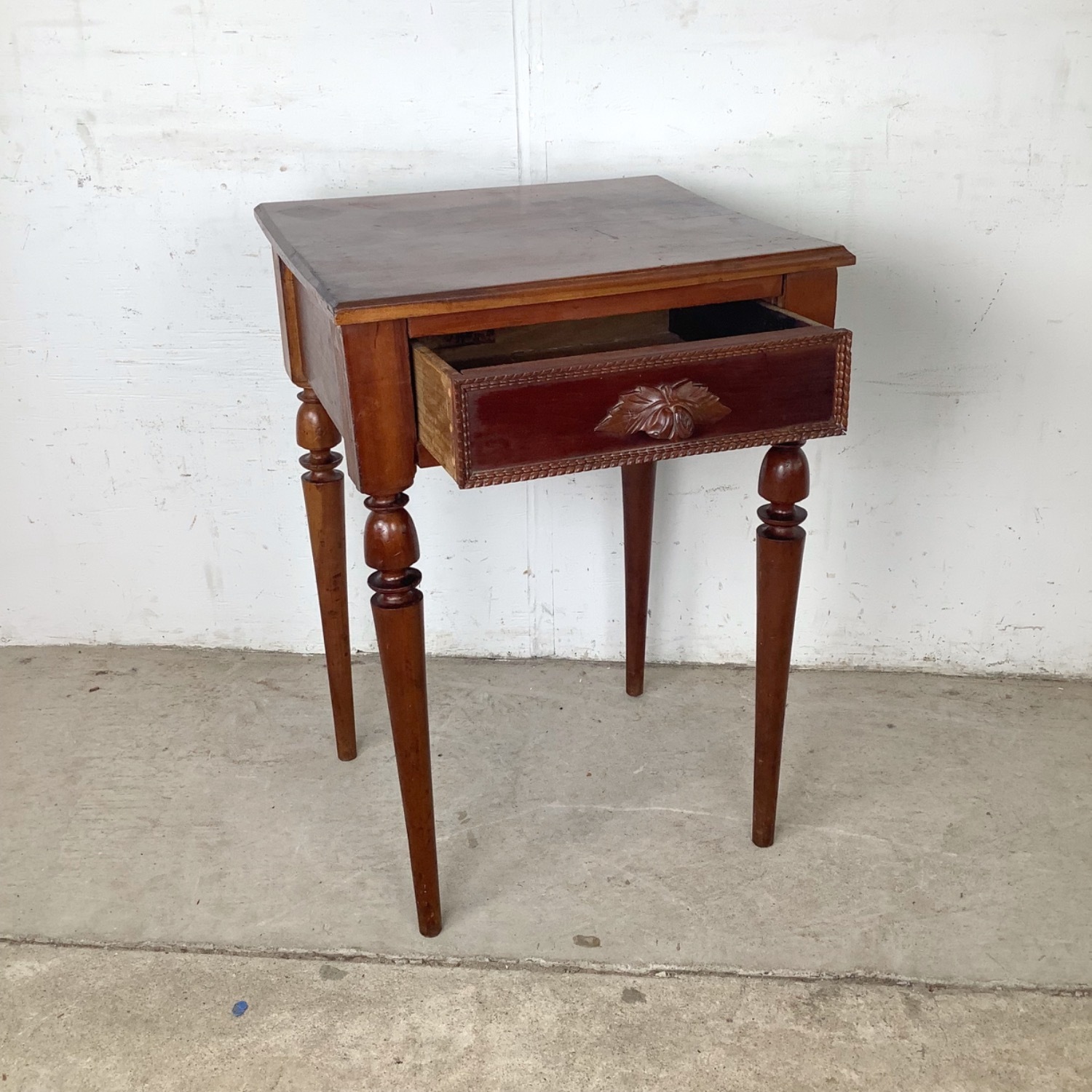 Antique French Country Walnut Side Table - image-4