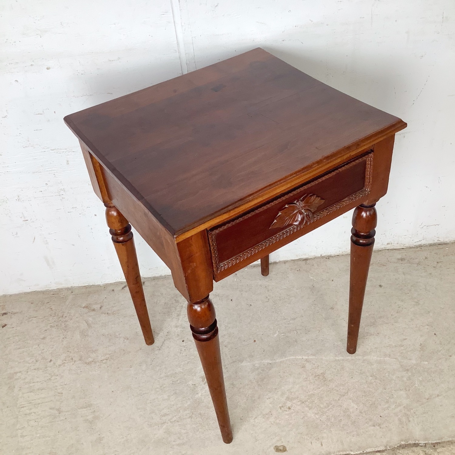 Antique French Country Walnut Side Table - image-2