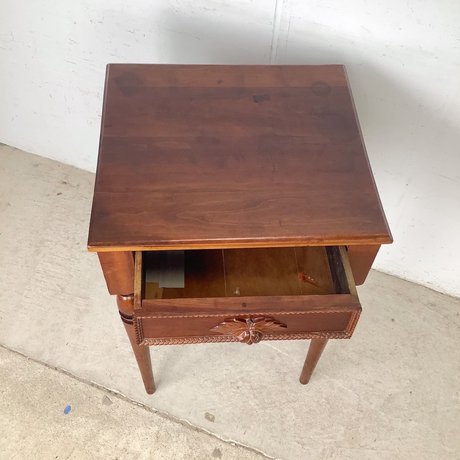 Antique French Country Walnut Side Table - image-5