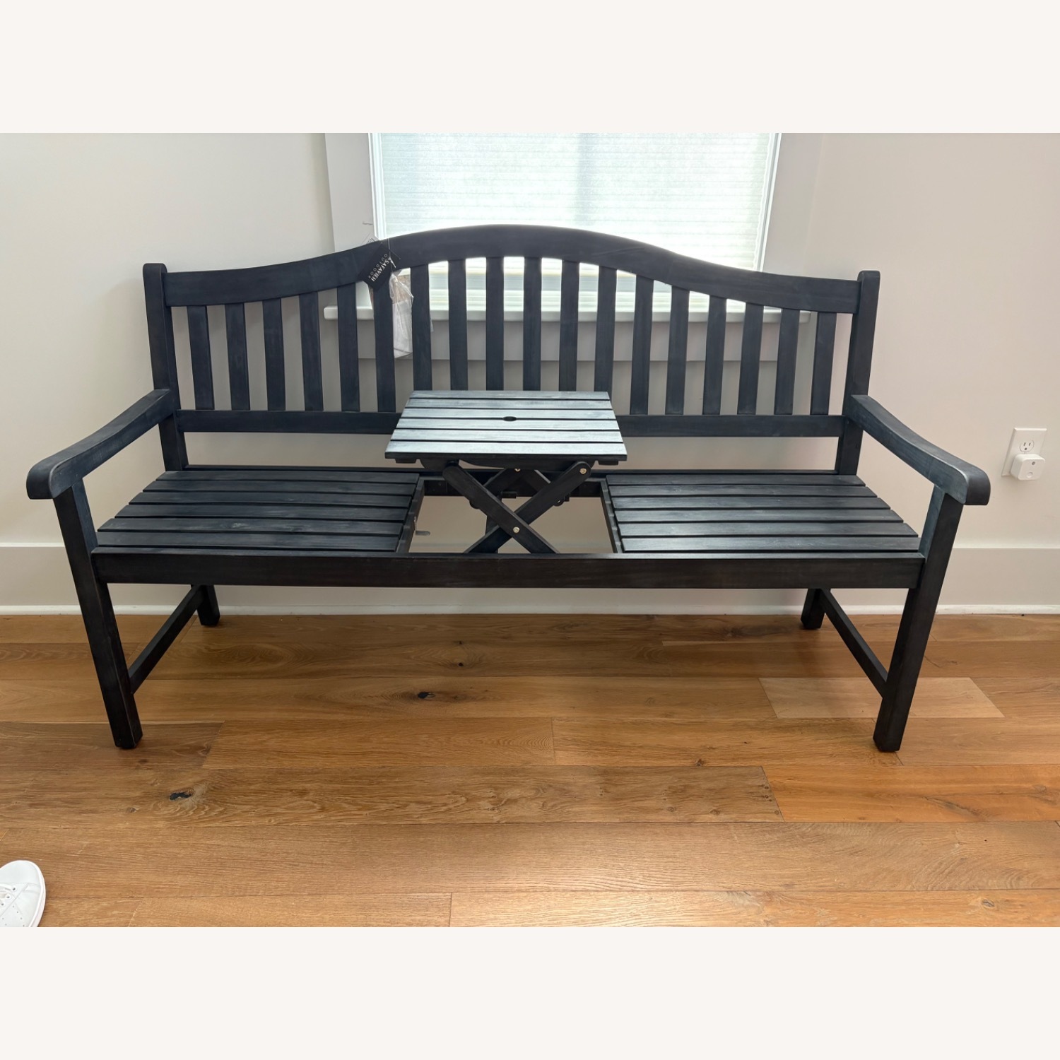 Safavieh Outdoor Wooden Bench with Pop-up Table - image-4