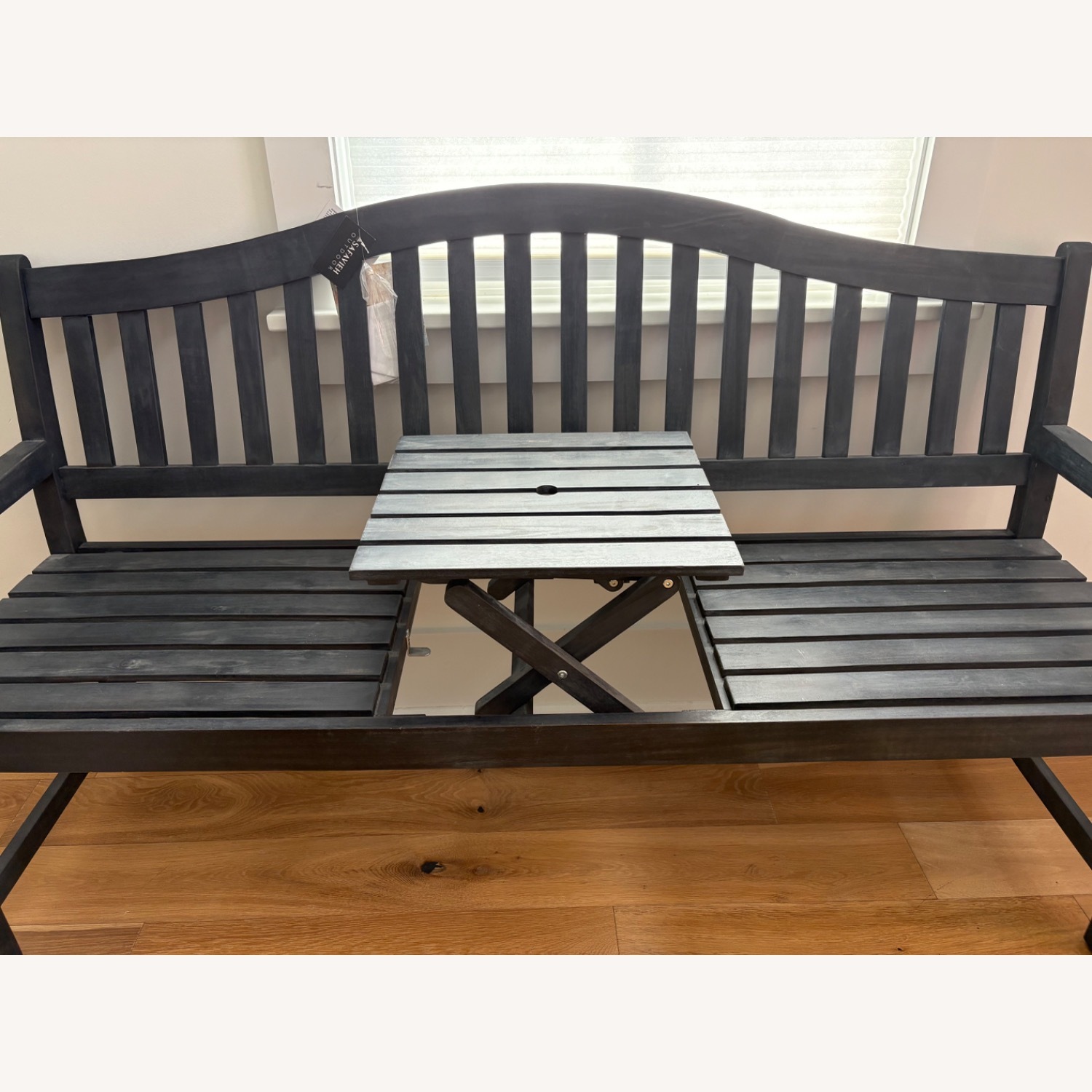Safavieh Outdoor Wooden Bench with Pop-up Table - image-3