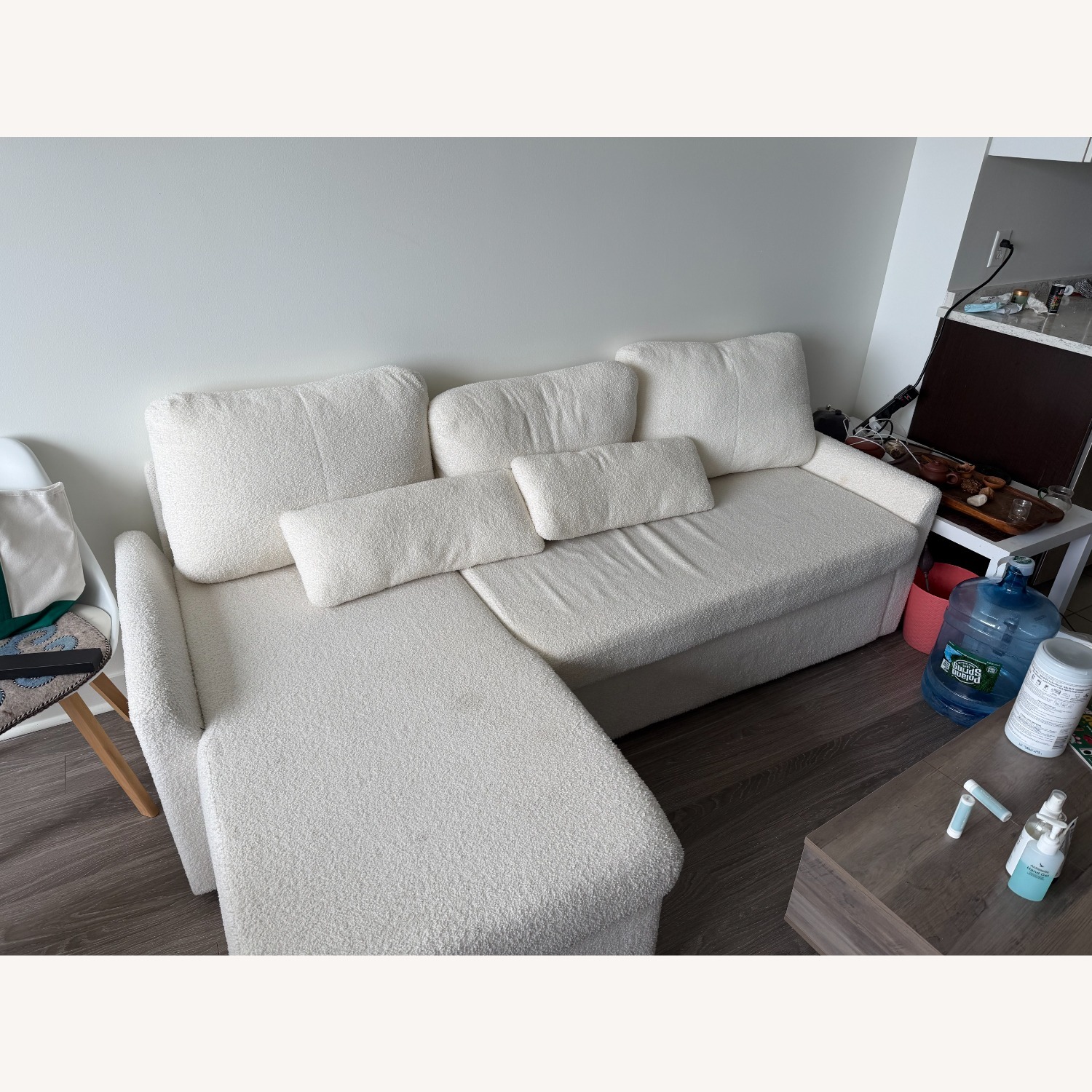 White Fabric Sleeper Sofa - image-1