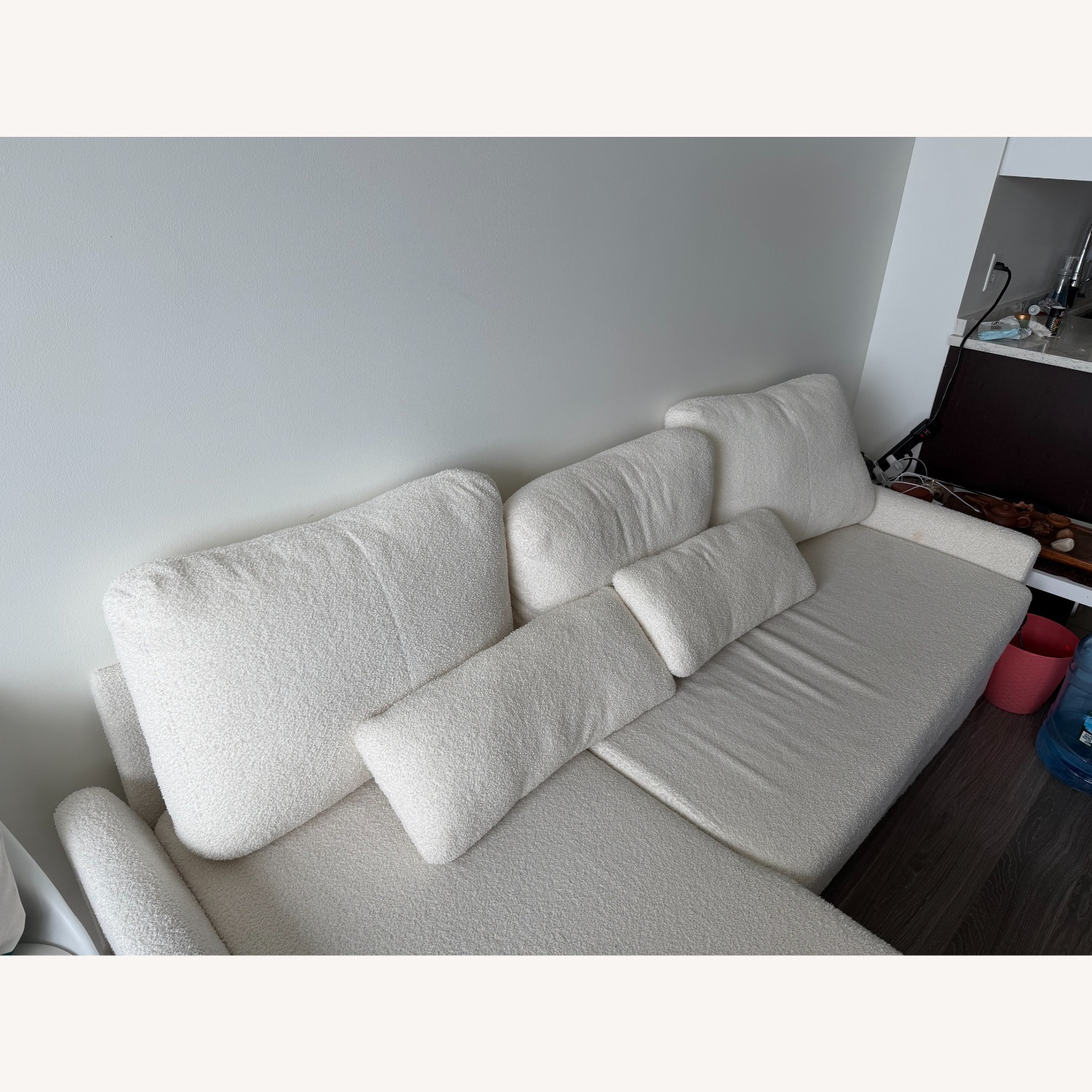 White Fabric Sleeper Sofa - image-3