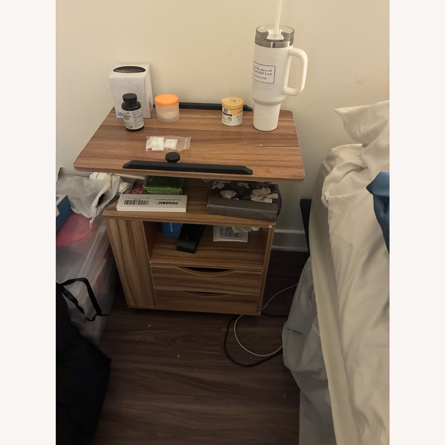 Light Brown Wood Nightstand - image-2