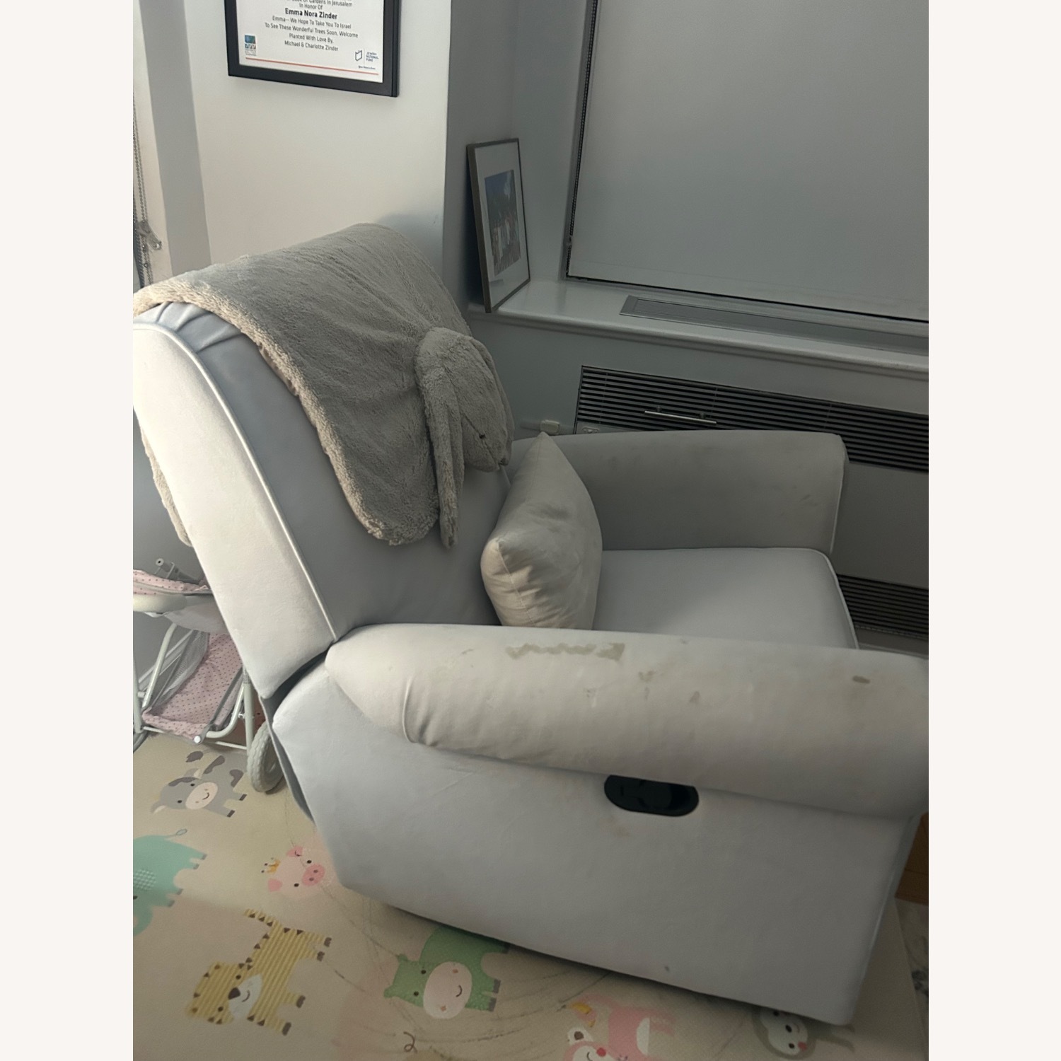 Pottery Barn Kids Light Gray Velvet Recliner - image-2
