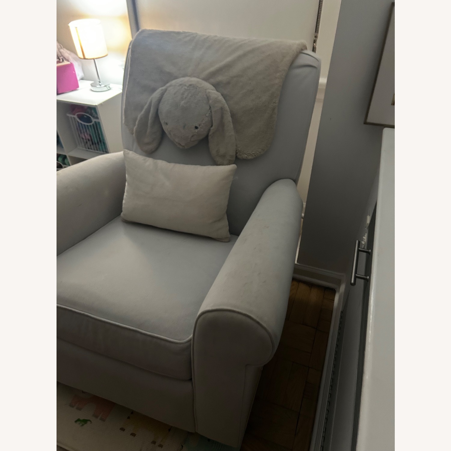 Pottery Barn Kids Light Gray Velvet Recliner - image-3